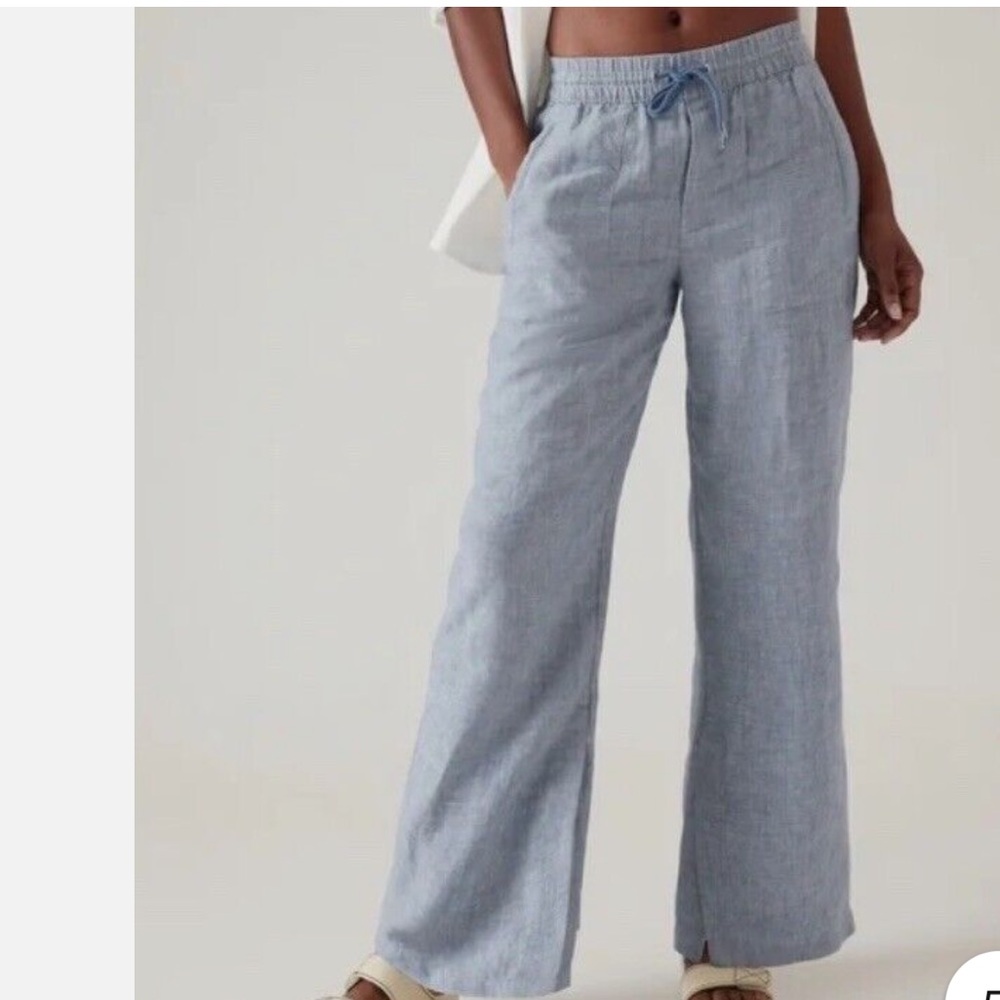 Athleta Retreat Linen Wide Leg Pant Size Medium Petite NWT